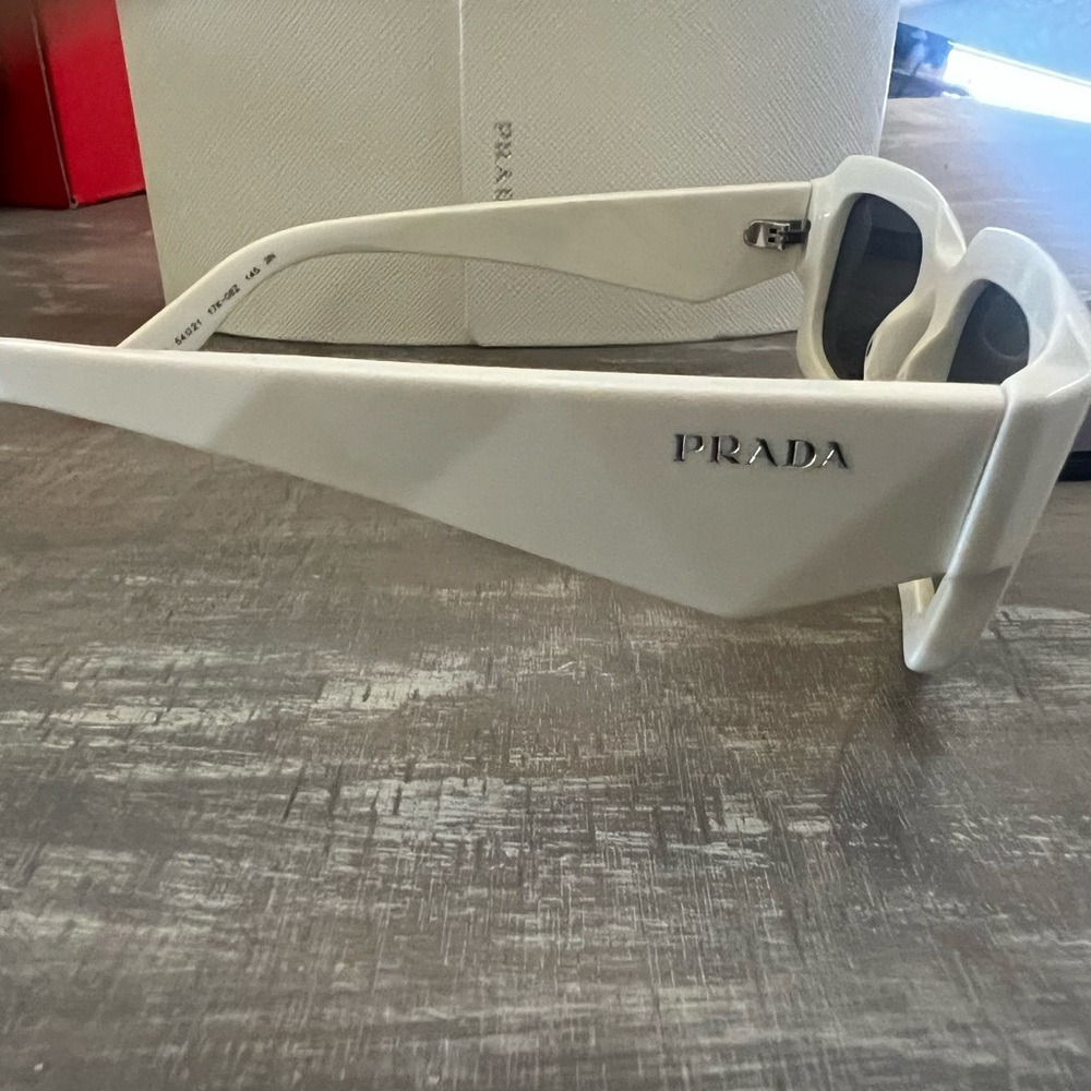 Prada White Rectangular Sunglasses - image 3